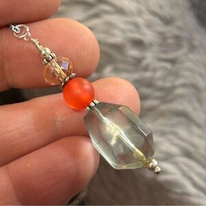 Handcrafted faceted crystal frosted glass lucite pendant on chain necklace